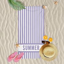 1pc Ultra Soft Purple Striped Summer Pattern Beach Towel, Suitable For Beach, Pool Party, Vacation - Beach & Pool Accessories - Style2 - View 5