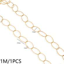 1m 304 Stainless Steel 18K Gold Plated Mixed Paperclip Chain, Oval And Rectangular Links Suitable For DIY Jewelry Making - Chain - View 19