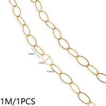 1m 304 Stainless Steel 18K Gold Plated Mixed Paperclip Chain, Oval And Rectangular Links Suitable For DIY Jewelry Making - Chain - View 22