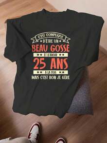 It's Complicated To Be Beautiful And 25 Years Old - T-Shirt | Women's Graphic Print T-Shirts, Casual Loose Fit, Slightly Stretchy Fabric, For All Seasons Women's Blouses > Clothing - 黑色 - 查看 5