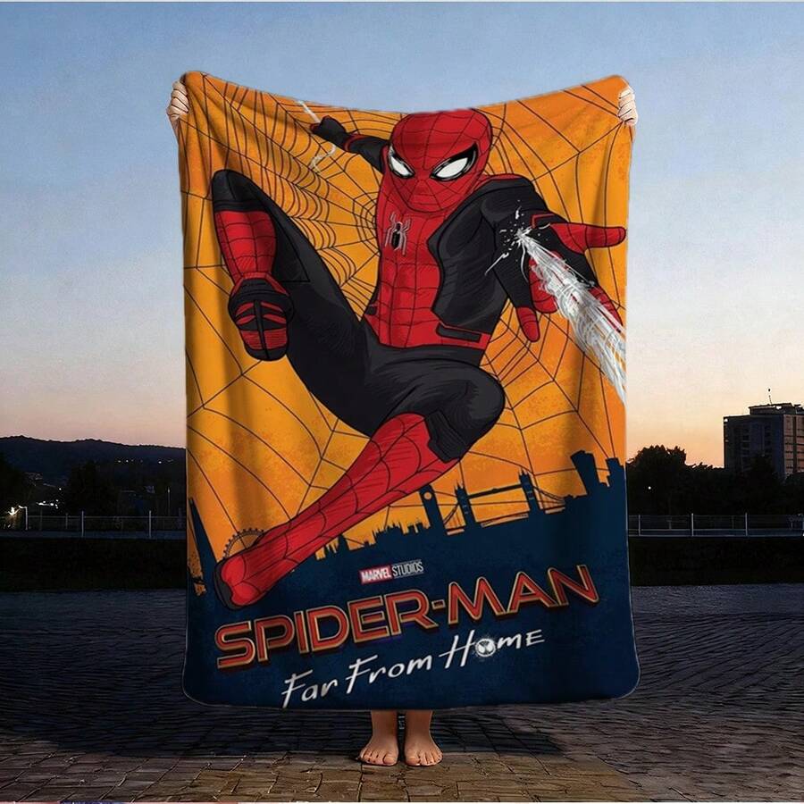 1pc S-Pider-Man Print Blanket,Retro Cartoon Style Throw Blanket,Cartoon Character Printed Blanket,All-Season Universal Nap Blanket,Character Home Decor Blanket,Modern Fashion Gift Suitable For Home Bedroom Bed Sofa Office Lunch Break Cover Picnic Blanket - Nhiều màu - Xem 1