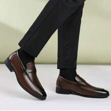 Gentleman's British Style Slip-On Loafers, Men's Business Formal Shoes - Brown - View 5