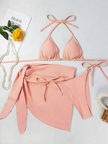 New And Sexy Three-Piece Swimsuit, Plus Size Bikini For Beach And Hot Spring Resort. - 草綠色 - 查看 8