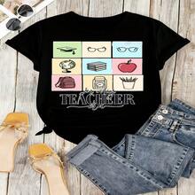 Teacher Appreciation Graphic T-Shirt 100% Cotton Oversized Soft Breathable Casual Crewneck Short Sleeve Top Heartfelt Thank You Teacher Best Teacher Educators Teachers School Staff Gift - Negro - Ver 13