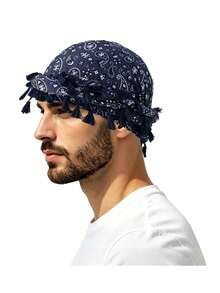 1 chiếc khăn trùm đầu hai lớp kiểu đường phố dành cho nam, họa tiết Paisley. - A - Xem 2