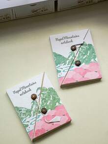 Unique Nepal Mountains Design: Handmade Blank Notebook With Classic Nepal Mountain Landscape Print, Vintage Button Wrap Closure Design, Perfect For Sketching, Doodling, Drafting And Daily Journaling. - Blank Doodle Book - View 1