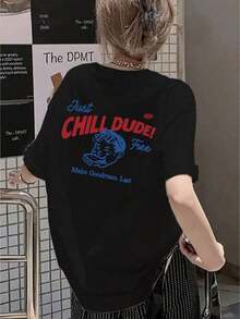 Women's Blouses. Women's Short-Sleeved, Round-Neck T-Shirt With Cartoon Print, Fashionable And Stylish Loose-Fitting Top For Summer. - 黑色 - 查看 10