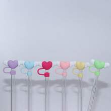 6pcs Heart Wing Straw Sleeves, Straw Caps, Straw Plugs - Multicolor - View 5