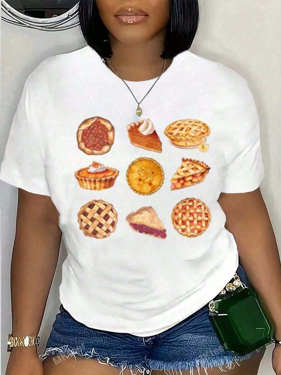 Camiseta de Mujer PremiumLoosePie con Estampado de Patrón, Cuello Redondo, Ropa Casual, Regalo, Nueva Camiseta de Verano para Mujer, Top Casual y Cómodo con Cuello Redondo, Idea de Regalo - Blanco - Ver 1