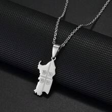 意大利撒丁岛地图旗帜吊坠项链，女士/女孩不锈钢饰品 - 彩色 - 查看 6