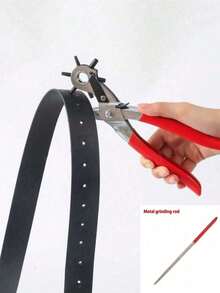 1pc Multi-Function Leather Hole Punch Tool, Leather Punch Tool, Universal Hand Belt Drill Tool, Rotary Leather Hand Punch, Suitable For Belts, Watch Bands, Dog Collars, Saddles, Shoes, Fabrics, DIY Home Or Craft Projects (Silver/Red), Gift, Leathercraft, Hole Punch (Color And Style Random) - Multicolor - View 14