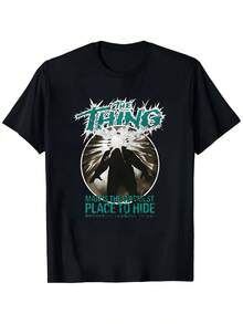 Camiseta Gráfica de The Thing para Hombre - Cuello Redondo Holgado en con Estampado del Logo Icónico |   Camiseta Casual para Todas las Estaciones, Estilo Streetwear y Exteriores |   Lavable a Máquina - Negro - Ver 6