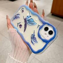 Colorful Butterfly Phone Case For IPhone 12/13 Pro/16, Suitable For Apple 12 Pro Max, Wave Edge 11 Anti-Drop Gradient Butterfly Phone Case Cover - Clear - View 4