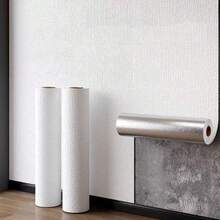 1/5 Roll Linen White Self-Adhesive Wallpaper, 50*280cm Wide Self-Adhesive, Linen Waterproof Moisture-Proof Home Wall Sticker, Bedroom Living Room Renovation Decor Thick Wallpaper, Rough Wall Ceiling Renovation Wallpaper - Flax White - View 8