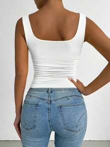 Conjunto de dos piezas de camiseta de tirantes ajustada en verde y blanco, estilo sexy de club, atuendo de festival y carnaval, atuendo de cumpleaños de mujer, atuendo romántico para citas, atuendo de concierto, esencial para fiestas, atuendo diario, atuendo deportivo casual, estilo de vacaciones - Multicolor 5 - Ver 2