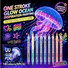 Bút xăm phát sáng trong bóng tối 8/10/12/16 màu (chỉ những bút có chữ "LUMINOUS" mới phát sáng dưới ánh sáng UV), Bút xăm kim loại có thể giặt được 12/15/30 màu, Hình dán xăm kim loại tái sử dụng, Bộ dụng cụ vẽ cơ thể, vẽ mặt cho trẻ em và người lớn, Đa năng - Tuyệt vời cho tiệc sinh nhật, vẽ bụng bầu, trang phục Halloween, hình xăm nghệ thuật cơ thể cho người lớn hoặc trẻ em, vẽ mặt thể thao, trang điểm chú hề, Cosplay - Nhiều màu - Xem 28