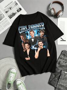 Pedro Pascal Girl Dinner T-Shirt - Retro 90s T-Shirt - Black - View 6