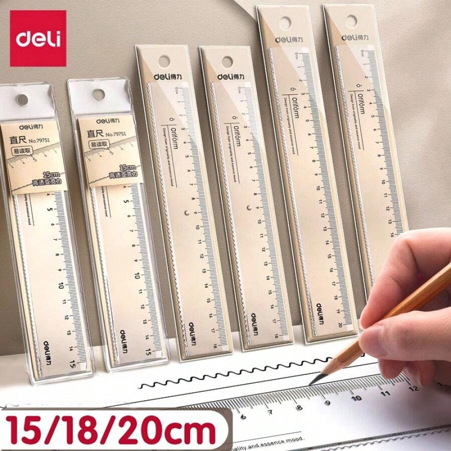 Thước kẻ trong suốt 15cm có vạch sóng, thước nhựa phù hợp cho học sinh tiểu học và trẻ em, thước kẻ 20cm - cái thước kẻ - Xem 1