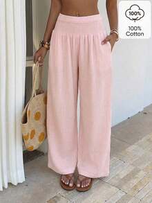 Stylish Plaid Pants For Women - 淡粉紅色 - 查看 1