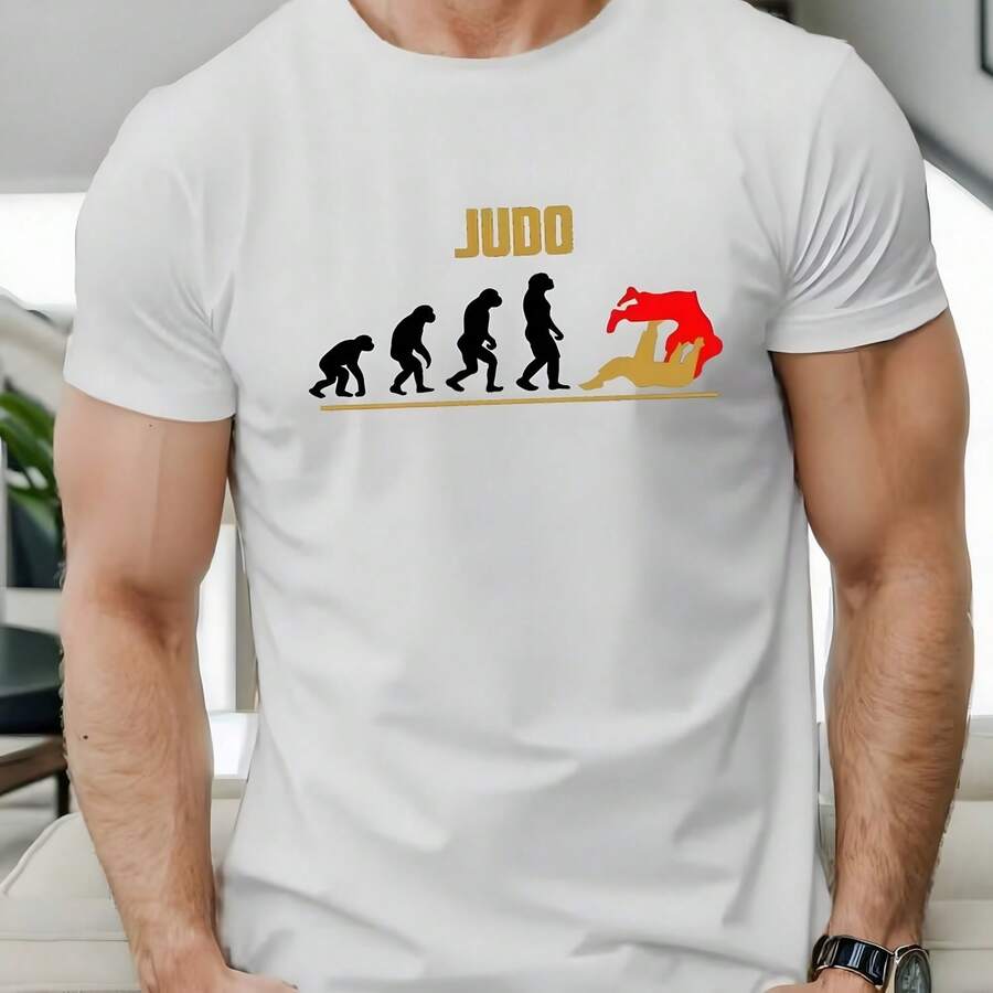Evolution Judo Graphic Tee - Manga corta casual - Camiseta de verano con diseño geométrico - Blanco - Ver 1