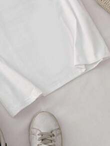 Una divertida camiseta de manga corta estampada con un diseño único y juguetón inspirado en corbatas, una camiseta de manga corta informal y a la moda para mujer, una elegante y cómoda camiseta de cuello redondo con estampado divertido, una camiseta ideal para regalar, una cómoda camiseta de cuello redondo para mujer 100% algodón. - Blanco - Ver 5