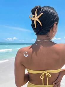 1pc Large Metal Starfish Hair Clip, Non-Slip Strong Grip Beach Style Hair Accessory, Mermaid Aesthetic Summer Vacation Women Hair Clip, Suitable For Summer Beach Vacation Styling - Multicolor - View 3