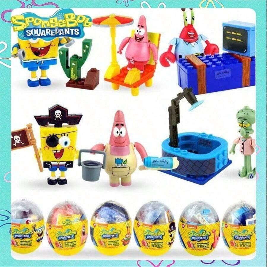 SpongeBob SquarePants 1pc Surprise Egg Featuring Popular Cartoon Characters Like And Squidward. Each Egg Contains A Mystery Gift, Including Random Collectible Character Figurines, Party Favors, Special "Golden Egg" Designs For Smash Games, And Fun Capsule Toys. (Assorted Styles)