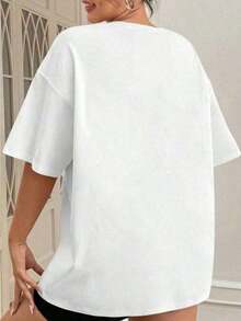 New 2026 Collection: Cotton T-Shirt For Bride, Minimalist T-Shirt For Bride, Wedding, Bachelorette Party, Aesthetic T-Shirt For Bride 3XL, Classic Thick Cotton Short Sleeve Graphic Print T-Shirt For Bachelorette Party, Casual Short Sleeve Top For Women, Short Sleeve Sports T-Shirt. - 白色 - 查看 3