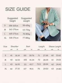 1pc Women's Fashionable Multi-Purpose Casual Loose Pocket Lapel Design Lightweight Blazer Jacket, Suitable For Spring And Summer - Mint Blue - View 8