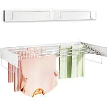 Wall Mounted Clothes Drying Rack, Foldable Wall Mount Laundry Drying Rack Folding Indoor, Drying Rack Clothing Collapsible, Towel Drying Rack With Wall Template - por defecto - Ver 1