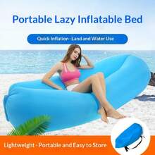 1 pieza Sofá cama inflable rápido y portátil, sillón inflable ligero y resistente al agua para uso en tierra y agua, fácil de almacenar, sofá inflable para playa, camping, piscina, picnic y viajes - Multicolor - Ver 1