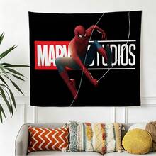 1pc Spider-Man Happy Birthday Backdrop Marvel Superhero Boy Party Decoration Cartoon Photography Background Indoor Holiday Gathering Scene Layout Cake Table Wall Tapestry Anime Fan Birthday Party Props Wall Hanging Decor - 多色 - 查看 5
