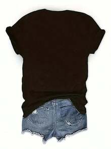 short-sleeveCamisetas gráficas talla grande Soft, camiseta con estampado de vaca, top casual de cuello redondo de manga corta para verano y primavera, ropa de mujer  algodón100% Cotton100% Cotton - Negro - Ver 3