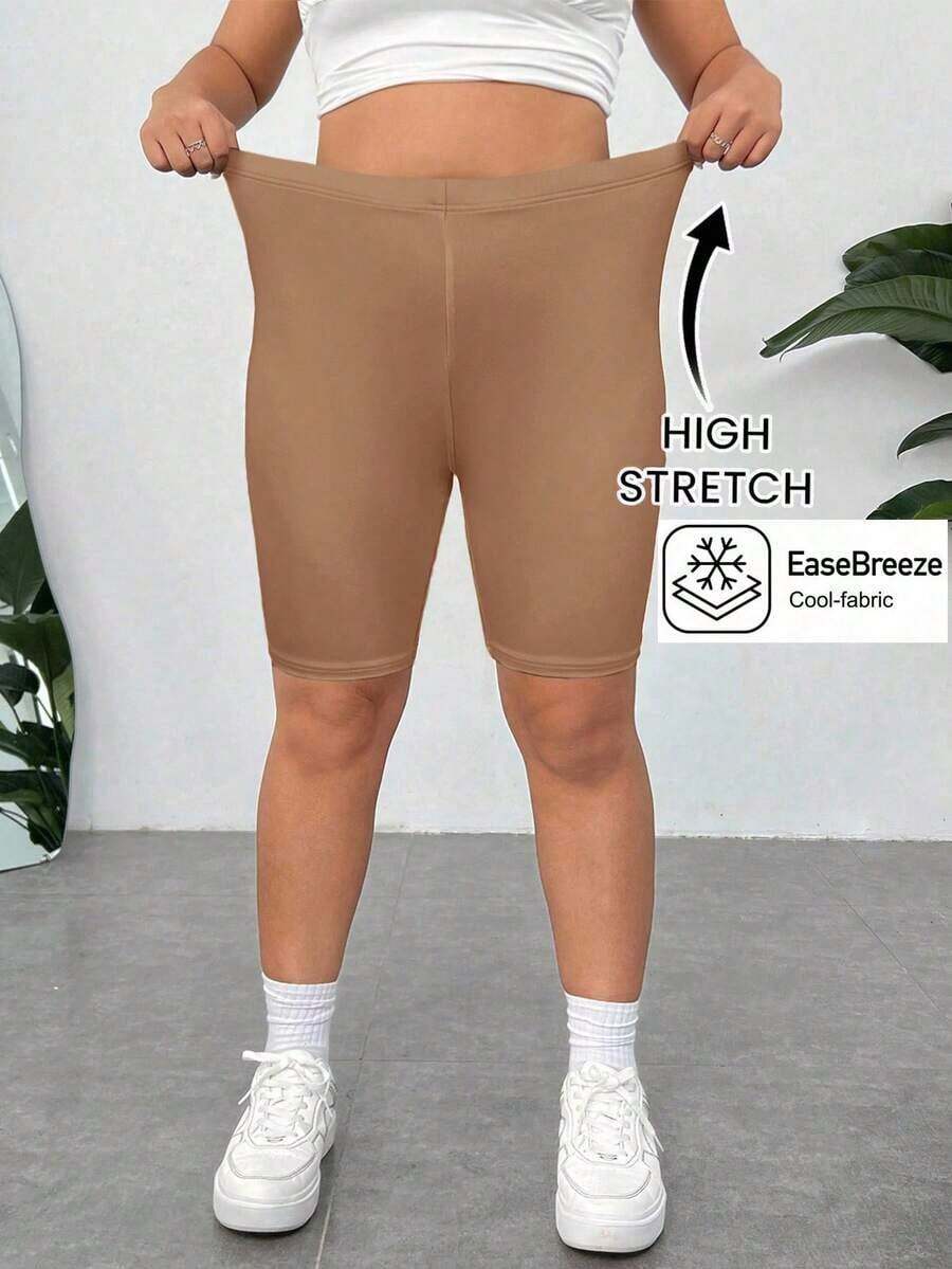Pantalones Cortos de Compresión de Talla Grande  Negros de Secado Rápido y Refrigeración - Caqui - Ver 1