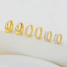 3 Pairs Earrings Set Minimalist Hoop Earrings For Women Dainty Stackable Huggie Earrings Everyday Jewelry - TZ534 - View 6