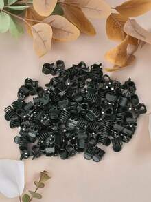 50pcs Plastic Plant Support Clips, Reusable Orchid Clips, Gardening Clips For Fixing Stems, Vines And Climbing Plants - Dark Green - View 3