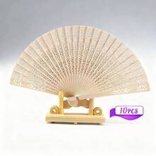 1/10/50件客製化姓名LOGO白色婚禮紙扇，白色邀請卡，婚禮派對裝飾用個性化紙扇 - 杏色 - 查看 12