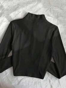 Chaqueta ligera con estampado de polo para mujer, abrigo casual de calle deportivo con cremallera, ajuste delgado de manga larga, otoño - Negro 3 - Ver 2