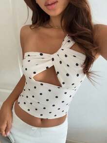 Camiseta sin mangas ajustada con tiras cruzadas huecas, estilo sexy y casual para mujer, Y2K - Albaricoque - Ver 3