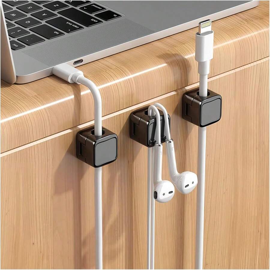 9 Pack Magnetic Cable Clips,Cord Organizer Holder,Strong Adhesive Desk Cable Management Magnetic,Cable Organizer For Home,Office,Car,Desk,Nightstand - White - View 1