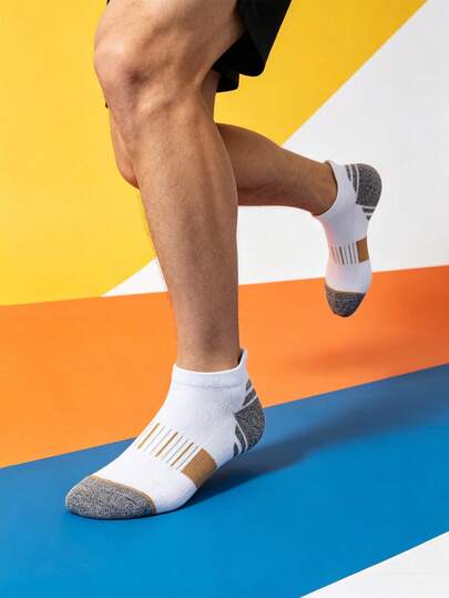 1/3/6 Pairs Men's Mesh Breathable Short Socks, Non-Slip Shock Absorbing Sports Running Socks, Outdoor Fitness, Casual Daily Wear