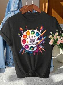 Una camiseta de manga corta para mujer, moderna, a la moda, retro y elegante, de corte holgado, adecuada para actividades al aire libre en primavera y verano.Camiseta de manga corta para mujer, estilo europeo y americano, con diseño estampado, material ecológico, corte holgado, transpirable y versátil, de cuello redondo.blusas para mujer,blusas casuales para dama,tops,, mujer premium,y2k,playeras de mujer curvy,ofertas y liquidaciones ropa mujer,playeras deportivas para mujer,,playeras de hombre, mujer,blusas>elegante IIGX - Negro - Ver 8