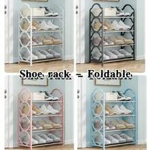 1pc Foldable Multi-Layer Shoe Rack, Thickened Stackable Freestanding Shoe Storage Shelf, Space Saving Easy Assembly Shoe Organizer Cabinet, Black White Pink Optional For Bedroom Dorm Entryway Home Use - Multicolor - View 13