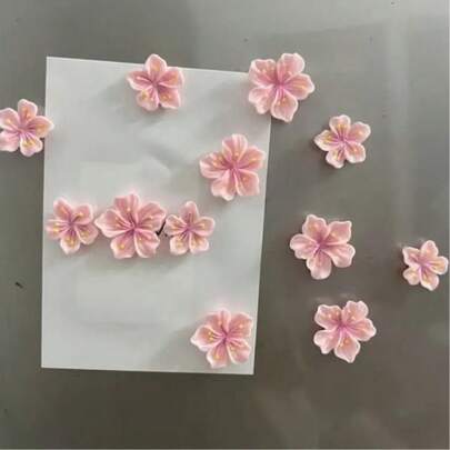 5-Piece Cute Flower Fridge Magnets, Creative 3D Pink Peach Blossom Fridge Magnets For Home Decor And Message Board