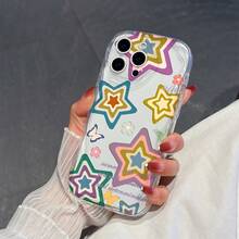 1 chiếc ốp lưng điện thoại tối giản chất liệu TPU, họa tiết ngôi sao chuyển sắc, trong suốt, màu kem, chống sốc và chống trượt, bảo vệ toàn thân, tương thích với iPhone, Honor. - Trong sáng - Xem 4