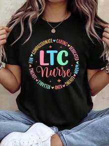 LTC Nurse T-Shirt For Long-Term Care - 黑色 - 查看 1