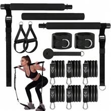 Yoga Pilates Fitness Stretching Bar Set (beinhaltet Push-Pull-Stange und 6 Widerstandsbänder) - Konzipiert für Pilates, Krafttraining, Rehabilitation und Heimfitness; tragbar und verstellbar - ideal für Ganzkörper-Workouts, Physiotherapie und Heim-Fitnessstudios. - A - Übersicht 1