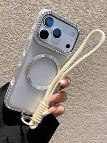 奢華閃粉水鑽磁吸手機殼，相容 iPhone 18 Pro Max 18 Pro 17 Pro Max 17 16 15 14 13 Pro Max 16 15 14 Plus，支援無線充電背蓋保護 - 白色 - 查看 3