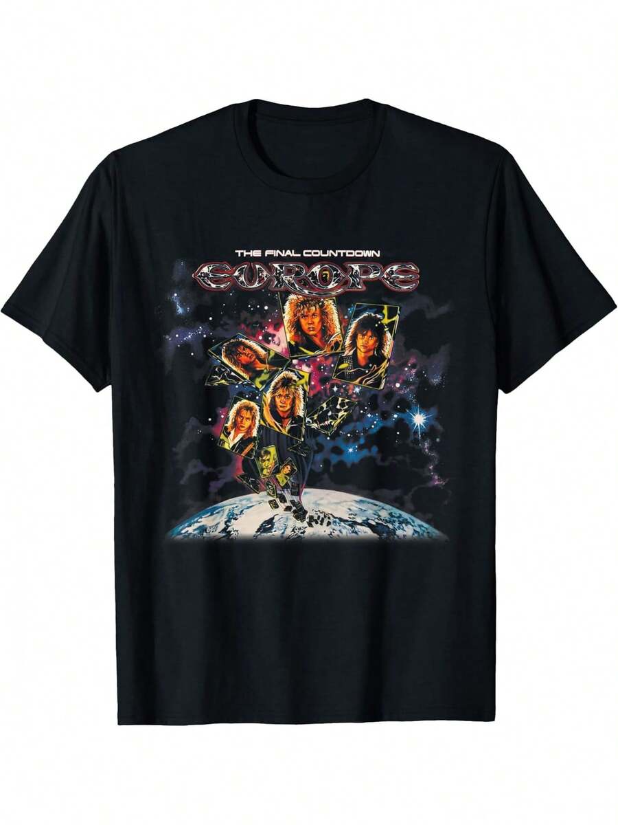 Camiseta unisex de manga corta, Novedades de Verano 2026, con diseños de Europa, The Final Countdownplayeras hombre, Spiderman, ,  mujer, Romwe men, boho chic, maestras regalos, camiseta para mujer, conjuntos curvy para mu, y2k - Negro - Ver 1