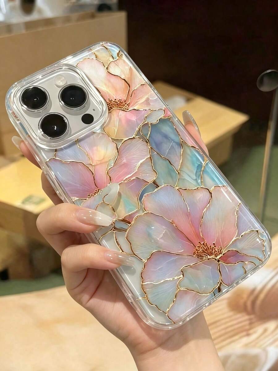 Faux Pearl Floral Painted Elegant New Feather Chiffon Minimalist Fashion Phone Case Compatible With IPhone 17/17 Pro Max, 15, 16/16 Pro, 15 Pro Max, P13, P14, P11 Soft Case, P12, XS, XR, 7/8, 7/8 Plus, A14, A15, S23 Ultra, A50, A12, A32, A52, A72, A51, A21S, A13, A14, S22 Ultra, S23, A33, A53, S20 FE,International Version, Not The Domestic Version - Model5 (1PC) - View 1
